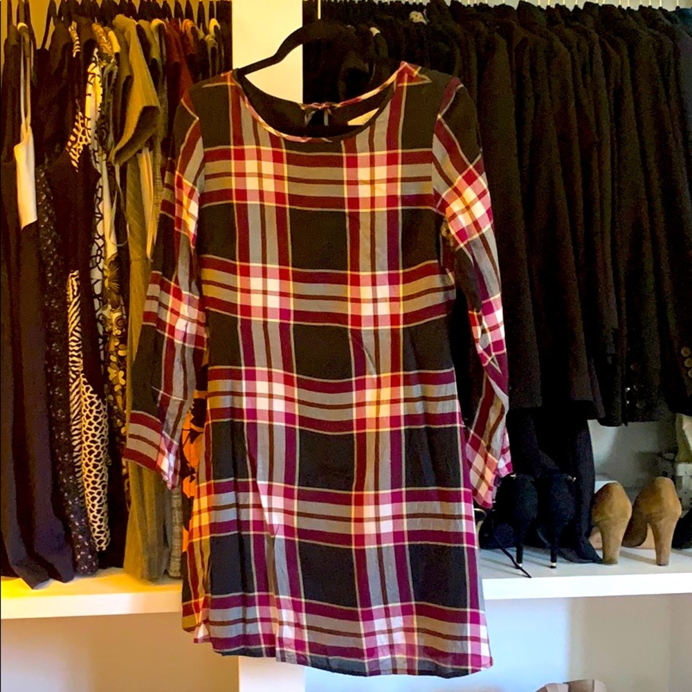 Plaid Dress (Purple/Black Tones) w/ Back Detail